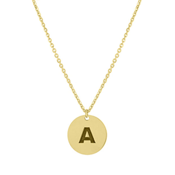 Round Flat Pendant Initial Necklace